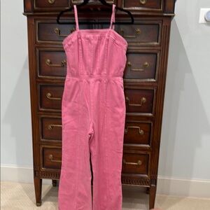 Pink denim  Jumpsuit with Wide-Leg Design